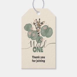 Wild One Cute Safari Giraffe Animal Birthday Party Geschenkanhänger