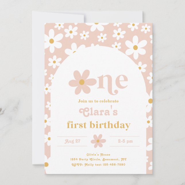 Wild One Daisy Birthday Einladung | Erste (Vorderseite)