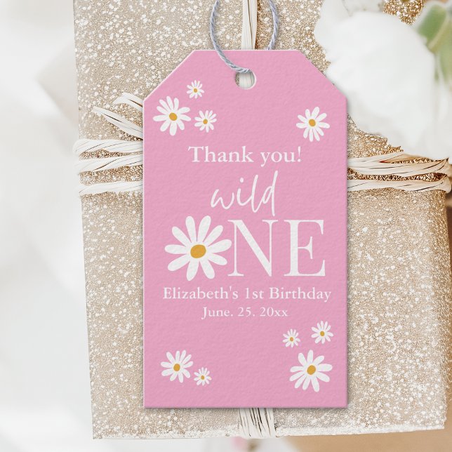 Wild One Daisy Birthday – Girl’s First Birthday Geschenkanhänger (Von Creator hochgeladen)