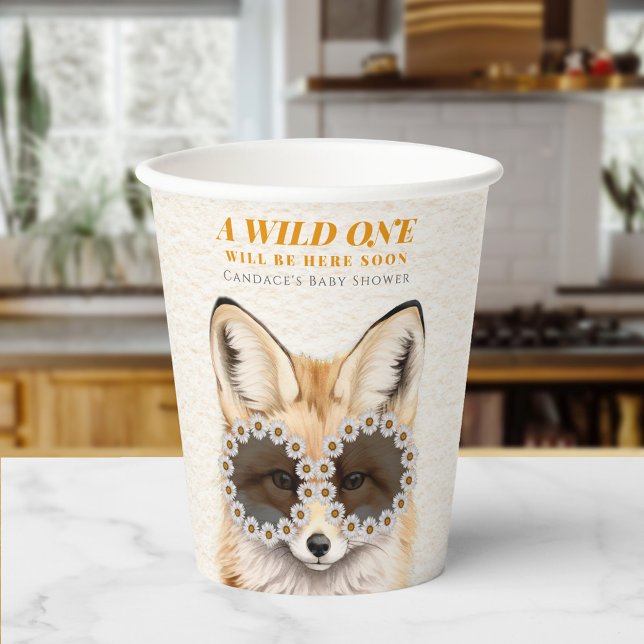 Wild One Daisy Fox Baby Shower Pappbecher (Von Creator hochgeladen)