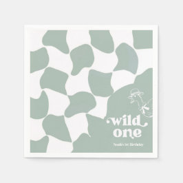 Wild One Dapper Duck 1st Birthday Sage Green Serviette
