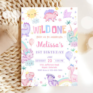 Wild One Dinosaur 1. Geburtstag Party Einladung