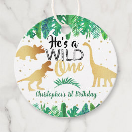 Wild One Dinosaur Boys 1. Geburtstag Gefältmarken Geschenkanhänger