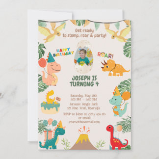 Wild One Dinosaur zum Geburtstag Einladung | bearb