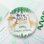 Wild One Dinosaurier Boys 1. Geburtstag Papierplat Pappteller<br><div class="desc">Feiern Sie stilvoll mit diesen trendigen 1. Geburtstag Party Papier-Tellern. Das Design ist leicht mit Ihrer eigenen Formulierung zu personalisieren und Ihre Familie und Freunde werden begeistert sein,  wenn sie diese fabelhaften Party-Teller sehen.</div>