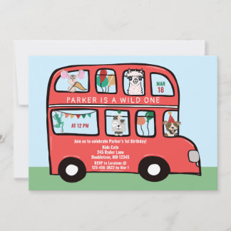 Wild One Double Decker Party Bus zum Geburtstag Einladung