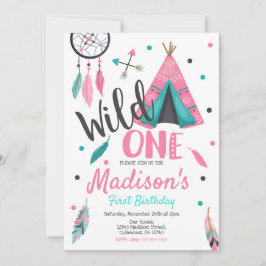 Wild One Dreamcatcher Teepee zum Geburtstag Einlad Einladung