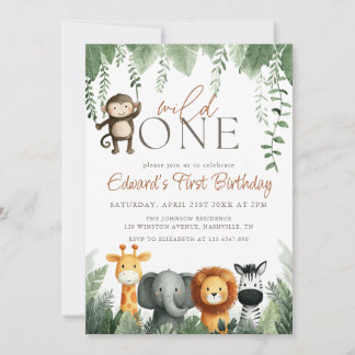Wild One Dschungel 1. Geburtstag Einladung