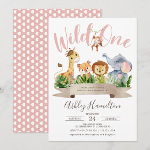 Wild One Dschungel-Safari-Baby-Party Einladung