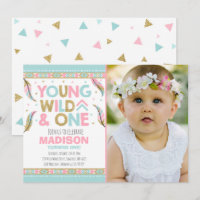 Wild One Einladung Boho Feather Wild One Party