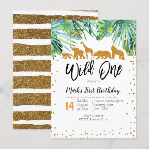 Wild One Einladung zum ersten Geburtstag Safari Bl