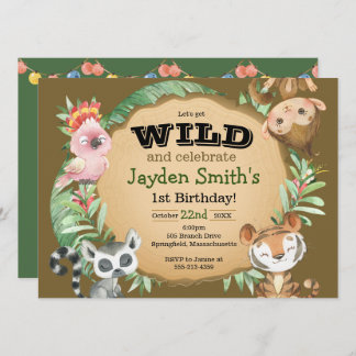 Wild One Exotic Animal Invitation Anniversaire