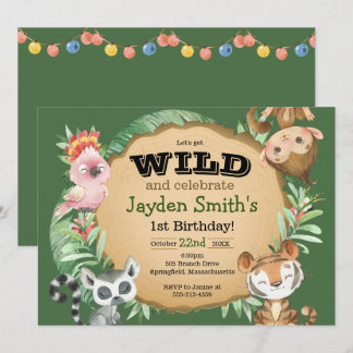 Wild One Exotic Animal Invitation Anniversaire
