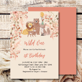 Wild One First Birthday Boho Safari Pink Blush Einladung