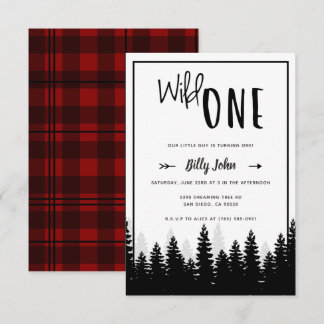 Wild One First Birthday Boy Modern Forest Simple Einladung