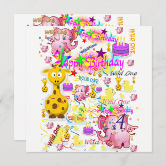 Wild One First Birthday Card Einladung