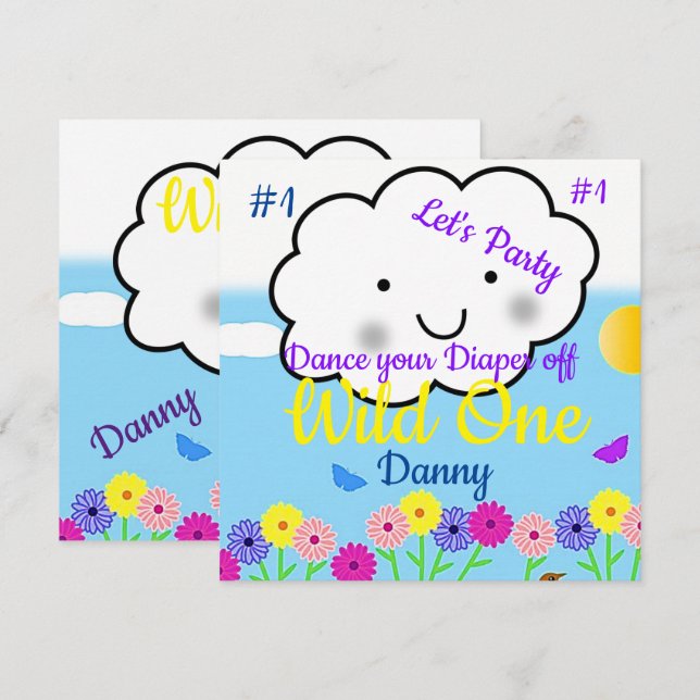 Wild One First Birthday Card Einladung (Vorne/Hinten)