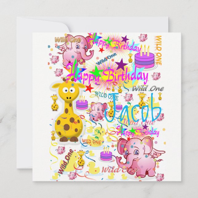 Wild One First Birthday Card Einladung (Vorderseite)