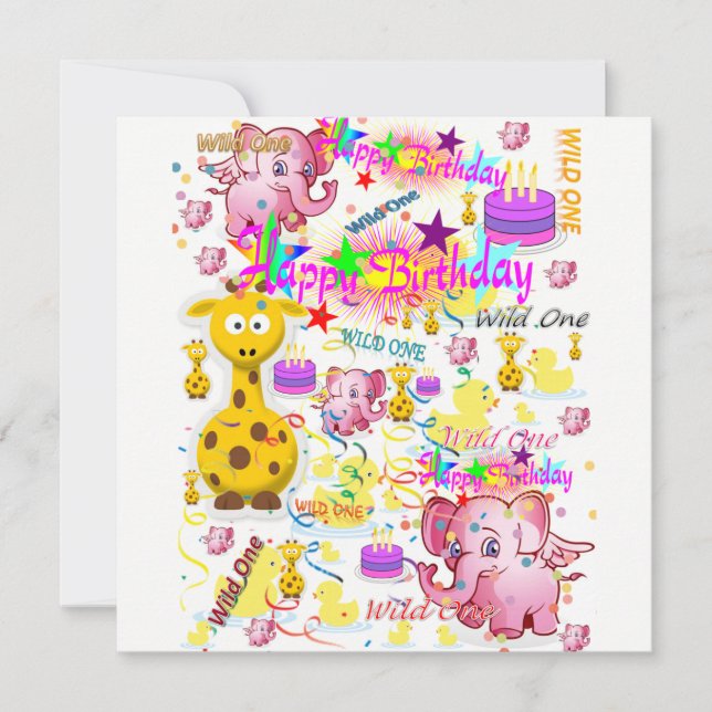 Wild One First Birthday Card Einladung (Vorderseite)