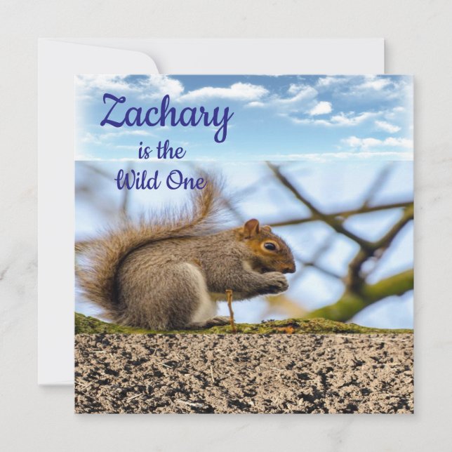 Wild One First Birthday Card Einladung Eichhörnche (Vorderseite)