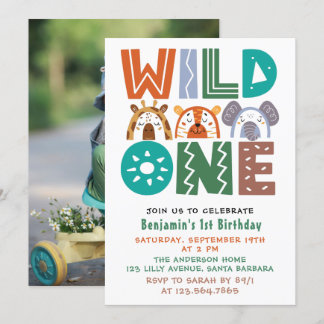 Wild One First Birthday Foto Einladung