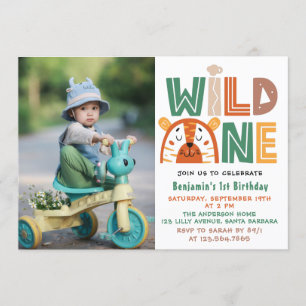 Wild One First Birthday Foto Einladung