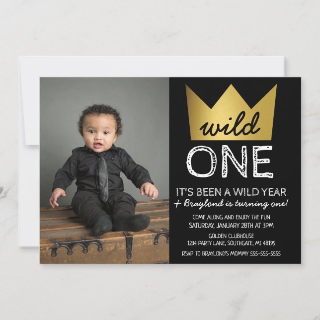 Wild One First Birthday Foto Einladung (Vorderseite)