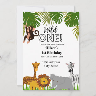 Wild one first birthday invitation 