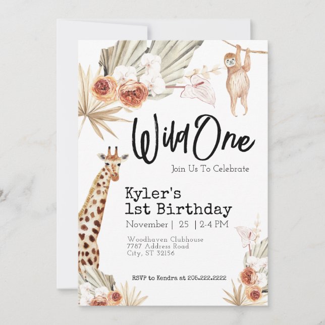 Wild One First Birthday Invitation (Devant)