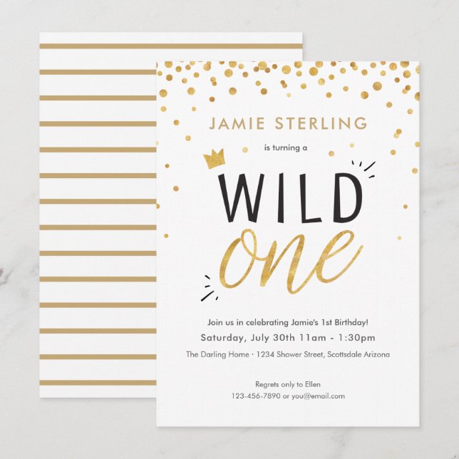 Wild One First Birthday Invitation (Devant / Derrière)