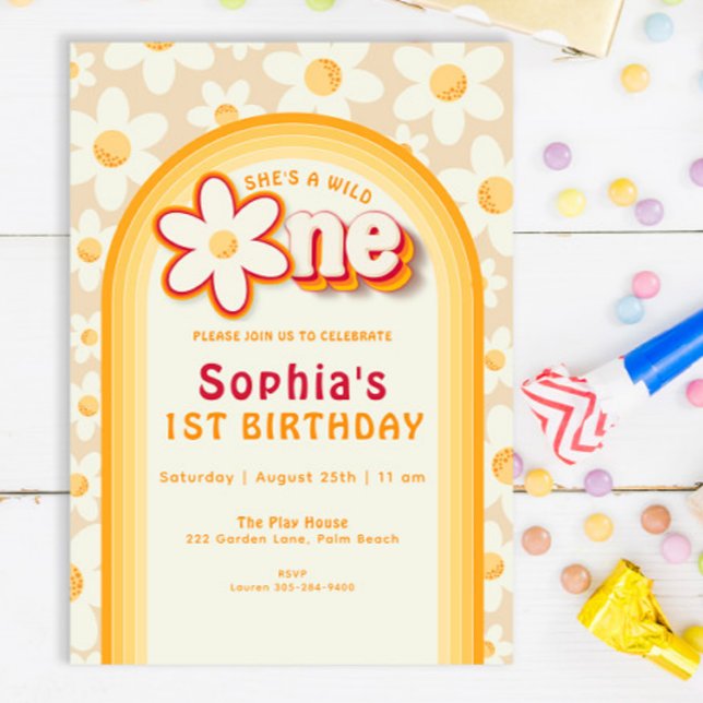Wild One First Birthday Invitation | Boho Daisy & (Créateur téléchargé)