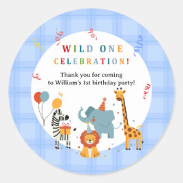 Wild One First Birthday Invitation Runder Aufkleber
