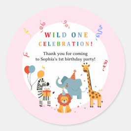 Wild One First Birthday Invitation Runder Aufkleber