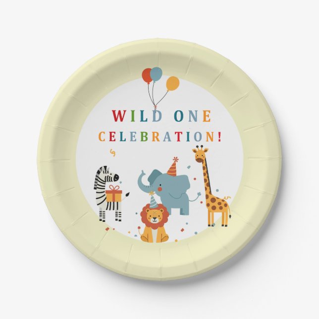 Wild One First Birthday Pappteller (Vorderseite)