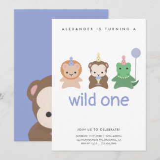 Wild One First Birthday Party Einfache Einladung