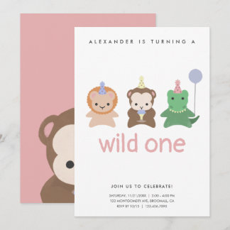 Wild One First Birthday Party Einfache Einladung