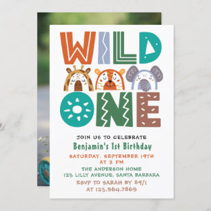 Wild One First Birthday Photo Invitation