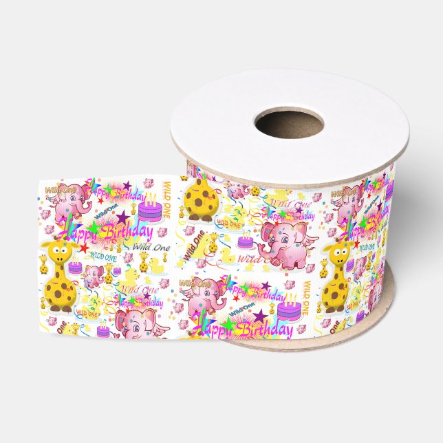 Wild One First Birthday Ribbon Ripsband (Spule)