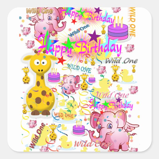 Wild One First Birthday Stickers (Vorderseite)