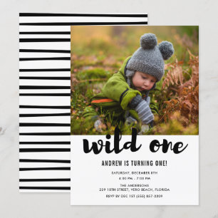 Wild One Foto Baby's First Birthday Party Einladung
