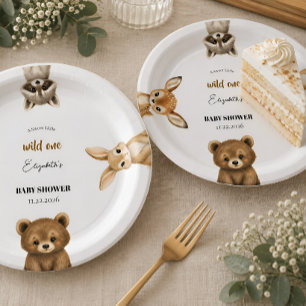 Wild One Geschlechterneutrale Safari-Baby-Party Pappteller