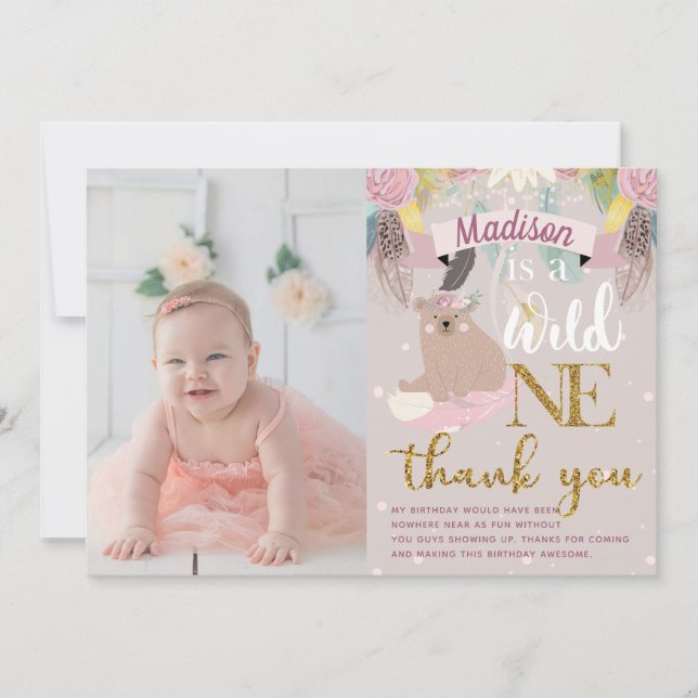 Wild One Girl Birthday Danke (Vorderseite)