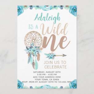 Wild One Girl Birthday Invitation, Dreamcatcher Einladung