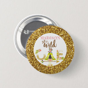 Wild One Girl Erster Geburtstag Personalisiertes G Button