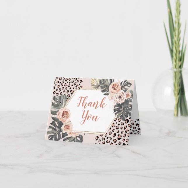 Wild One Girl Leopard Print Danke geklappte Karte (Vorderseite)