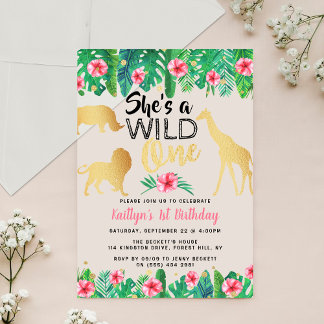 Wild One Girls Erste Geburtstagsparty Acryleinladungen