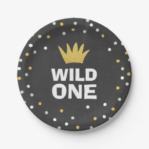 Wild One Gold Black First Geburtstag Paper Teller