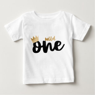 Wild One Gold Foil Crown Boy Erster Geburtstag Baby T-shirt