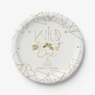 WILD ONE Gold & Weiß Boho 1. Geburtstag JEDE FARBE Pappteller