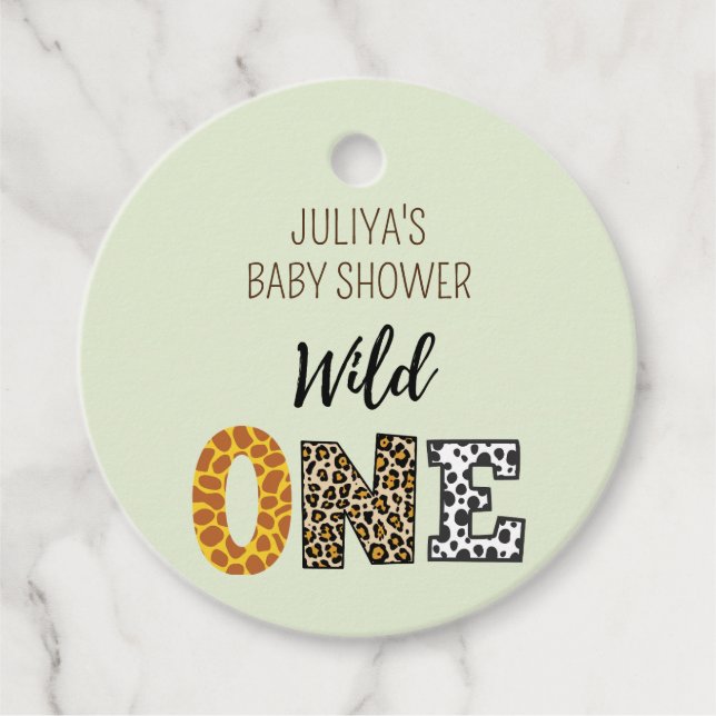 Wild One Green Baby Dusche Geschenkanhänger (Vorderseite)